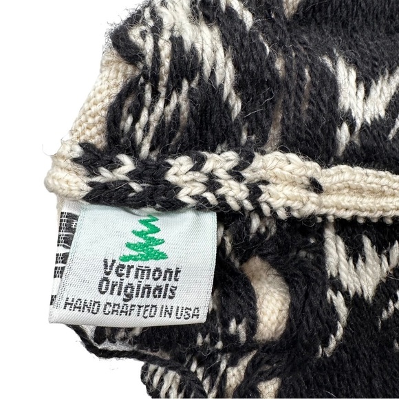 VINTAGE 100% Wool Knit Fleece-Lined Moose Print Beanie - Picture 7 of 8